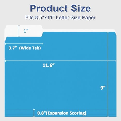 File Folder, 220 Pack Colored File Folder, 1/3 Cut Tabs, Letter Size,