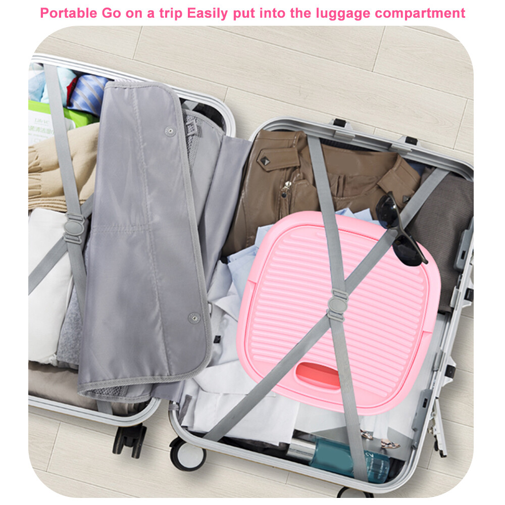 Pink Folding Washing Machine – US Plug, Blue Light Sterilization + Drainage Port