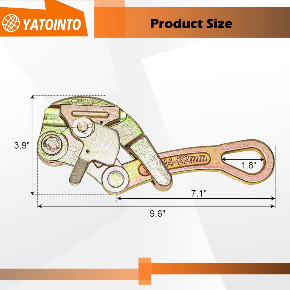 4400lb Cable Grip Steel Wire Puller 2 Ton, Cable Puller Tool for 4-22 mm Wire...
