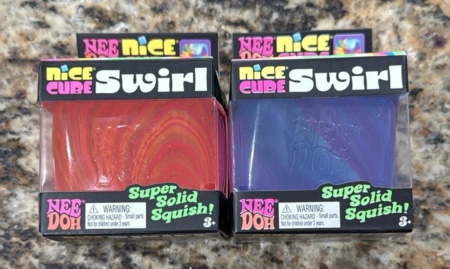 NeeDoh Nice Cube Swirl Super Solid Squish Squeeze Multicolor 2-Pack