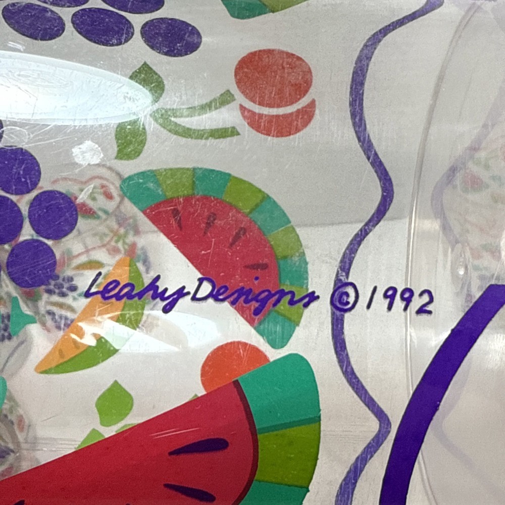 Leahy Designs Pitcher & 6 Cups Set With Fruit Pattern 1992
