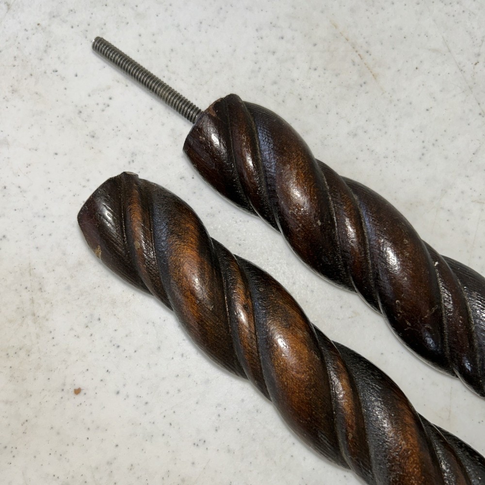 Pair Victorian Barley Twist Walnut Columns Posts 44 “ high 1 1/2” Dia