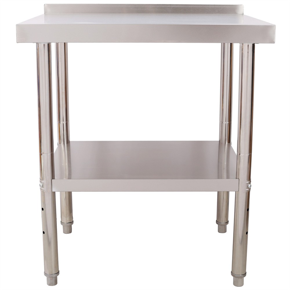 Stainless Steel Prep Table Adjustable Undershelf Workstation with Backsplash