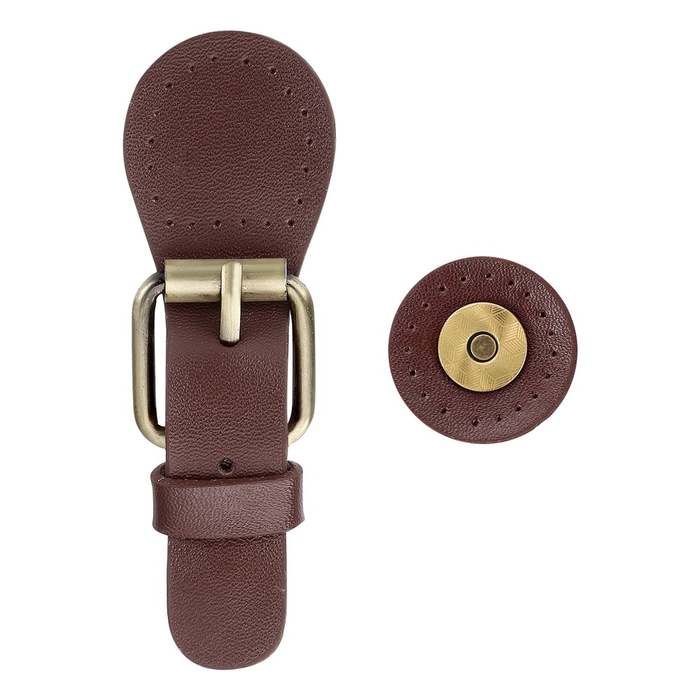 Leather Snap Buckles Snap Button Closure, 1 Pcs Magnetic Snaps, Brown