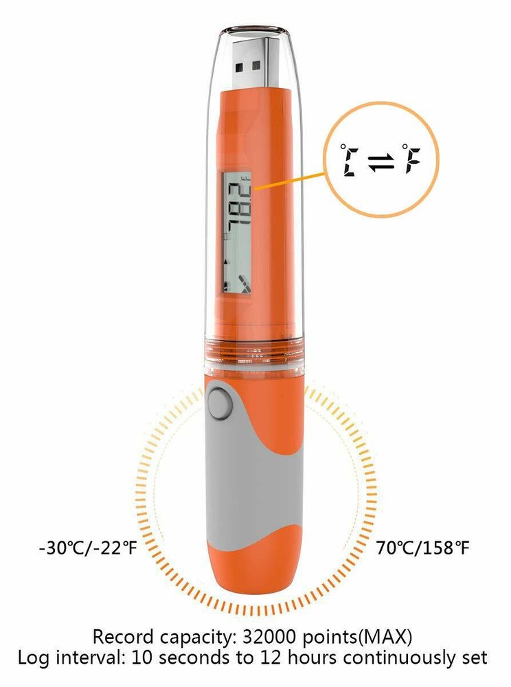 Elitech RC-51 Temperature Data Logger Recorder 32000 Points USB PDF Reports Auto