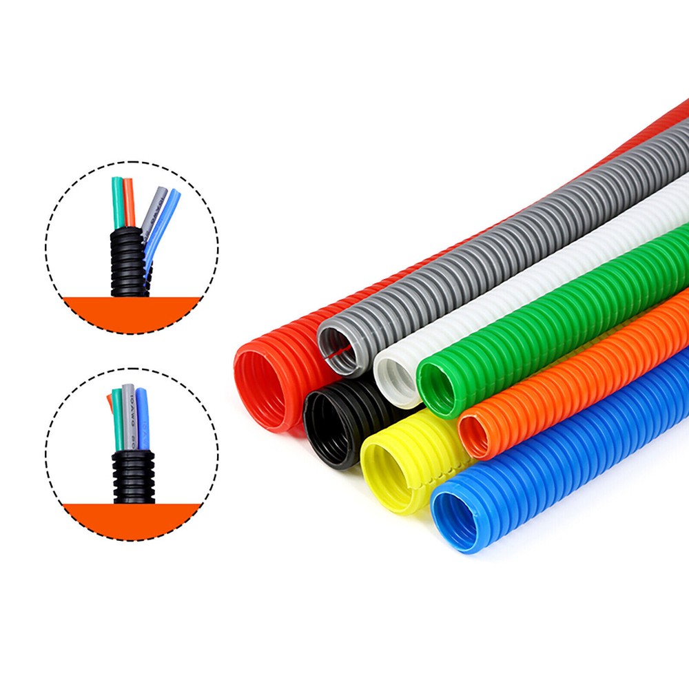 Protector Harness Corrugated Split Wire Loom Conduit Flex Tubing Automotive Wire