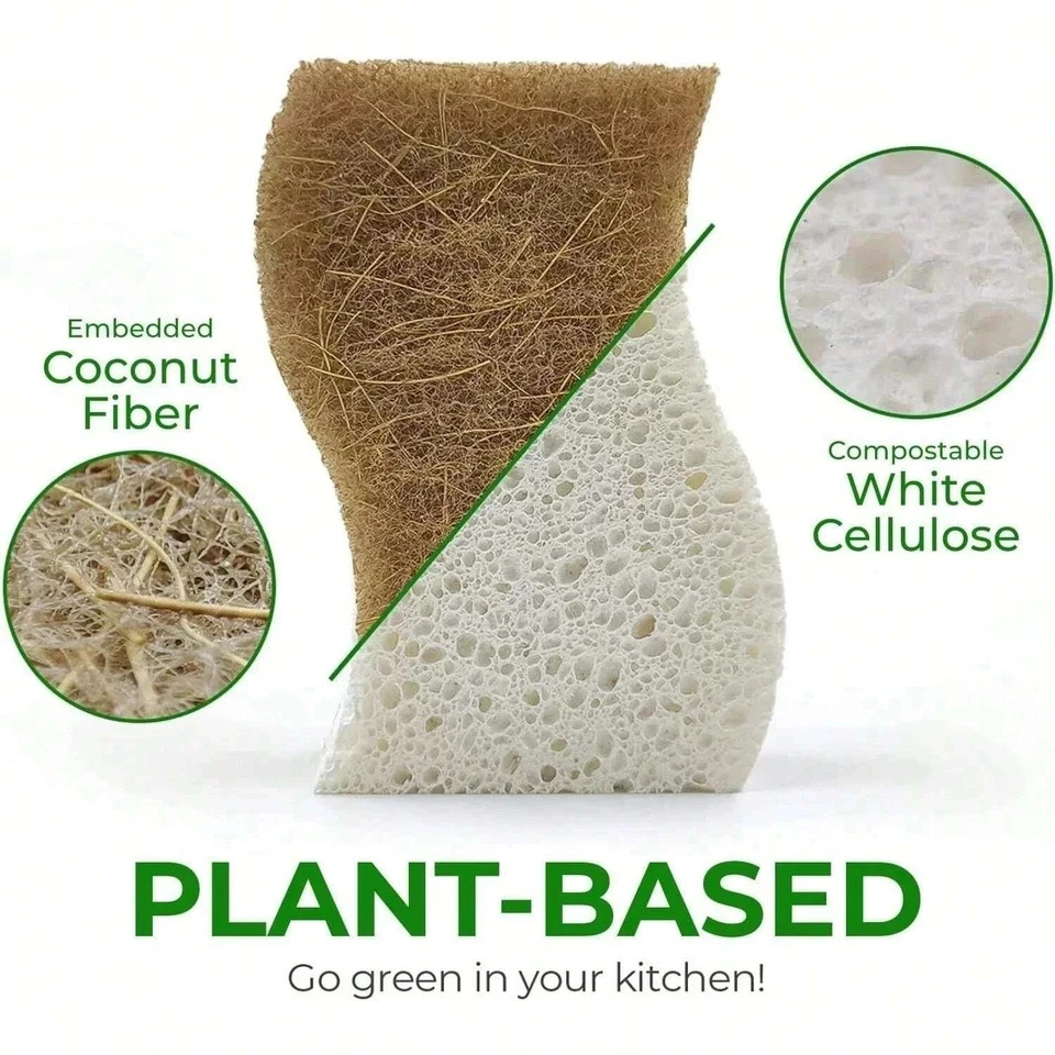 12pcs Kitchen Sponge Natural Biodegradable Eco-Friendly Dish Sponges for Kitchen