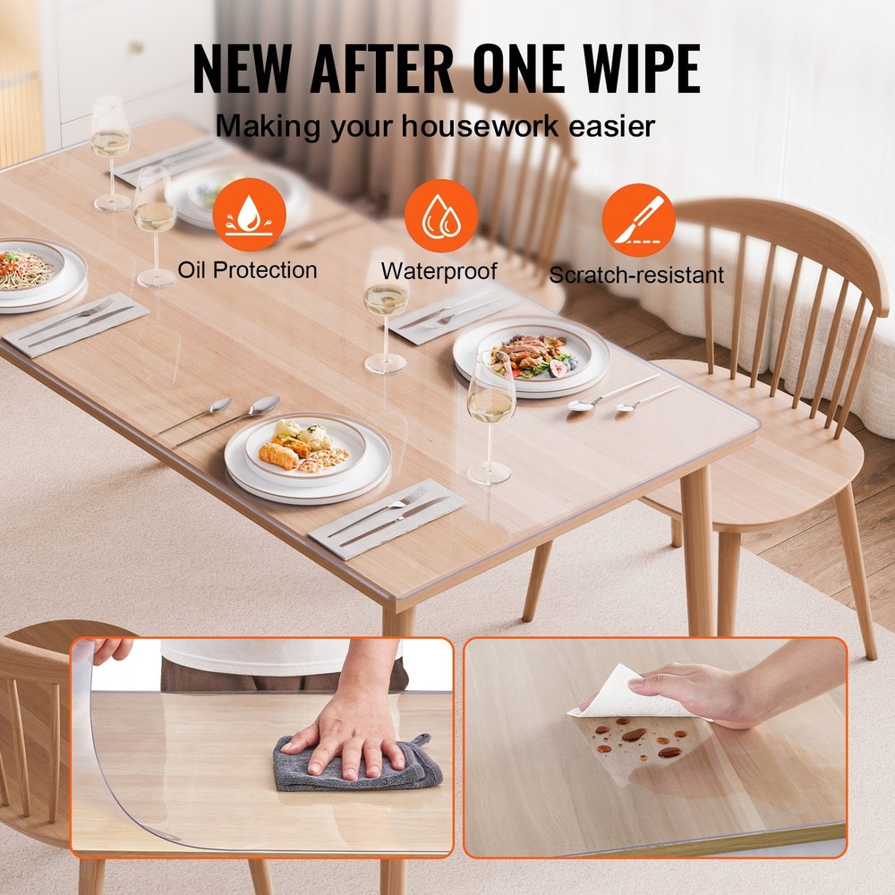 Plastic Table Cover 16 x 32 Inch 1.5 mm Thick Clear Table Protector Rectan