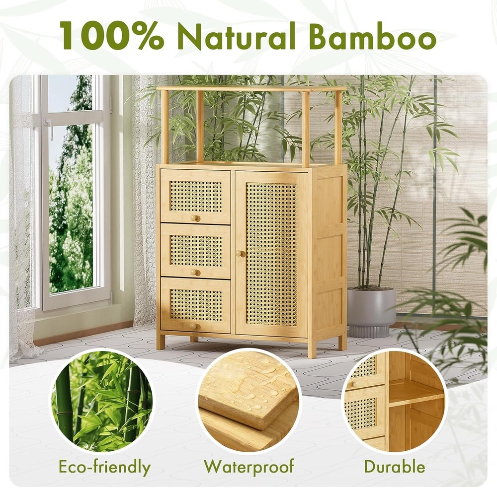 Sideboard Buffet Cabinet W/ Storage Bamboo Storage Cabinets Rattan Sideboard W/
