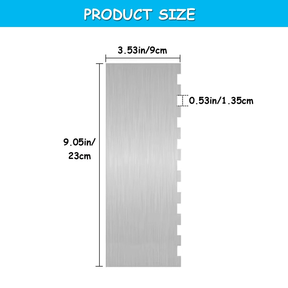 9 Inch Stainless Steel Cake Scraper Cake Decorating Tools Sided Patterned Edg...