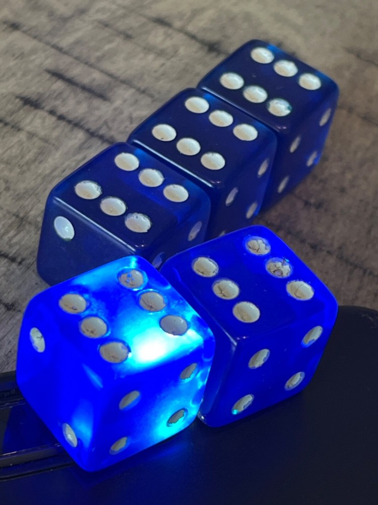 Blue translucent oversized 5 dice stick set 120123@