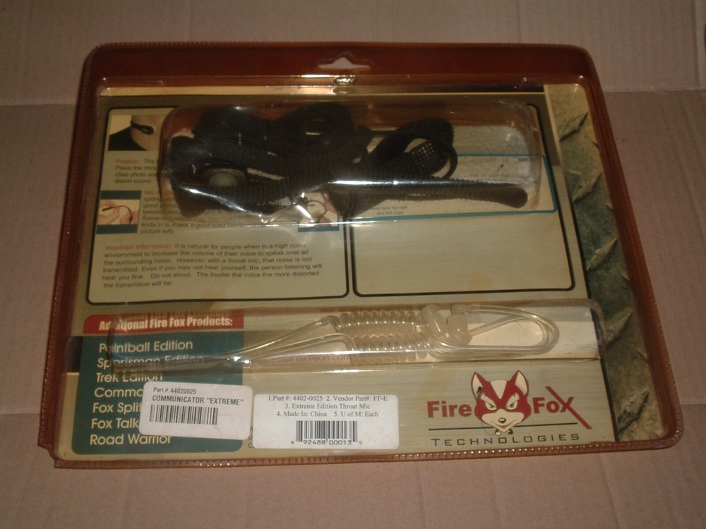 Fire Fox Technologies Throat Mic Communicator Extreme Edition p/n 44020025