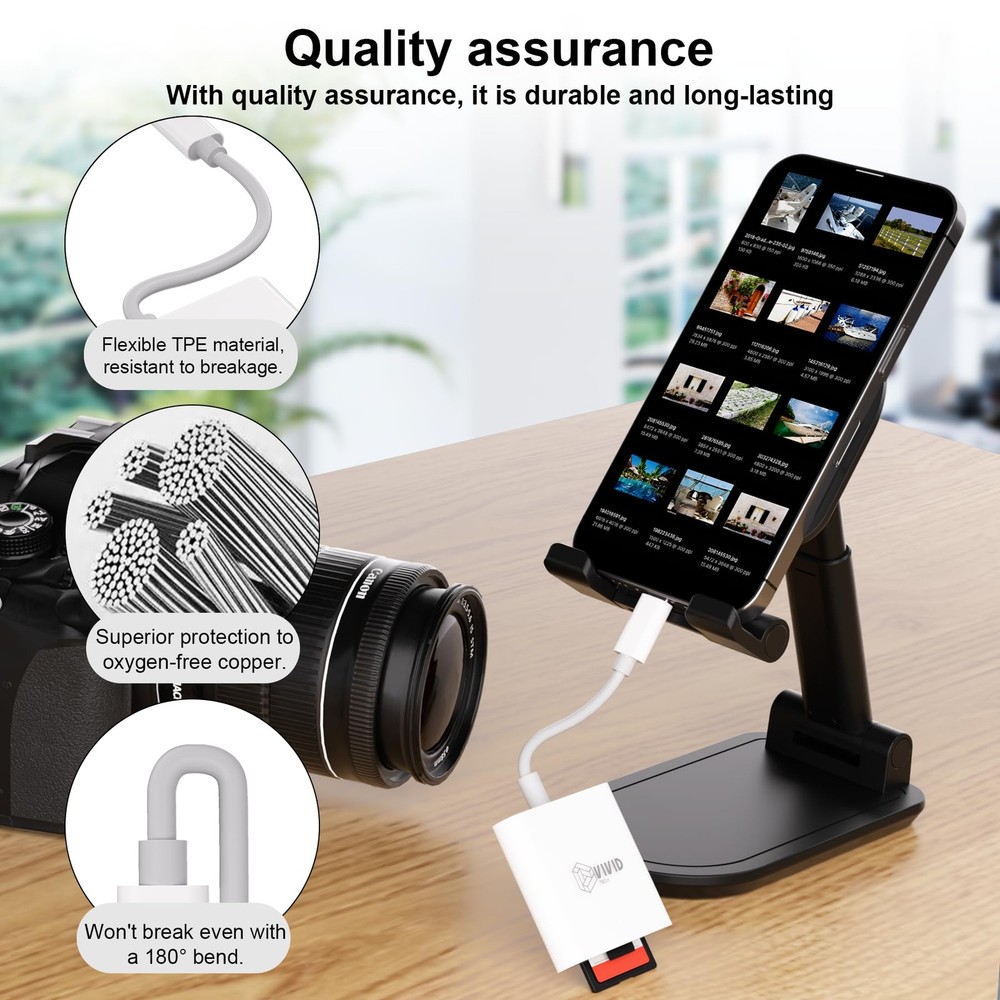 SD Card Reader, Reader for iPhone 17/16/15 Pro White