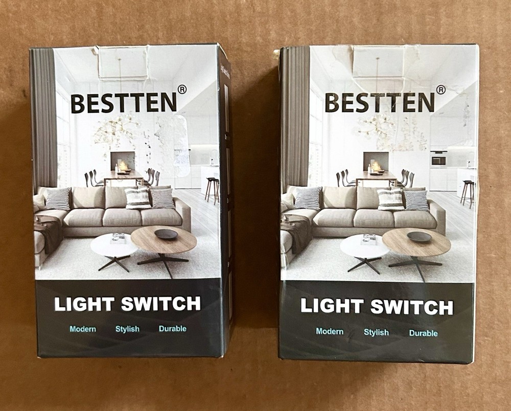 Bestten Light Switch 2-CT Single Pole Decorator Wall Light Switch With Wallplate