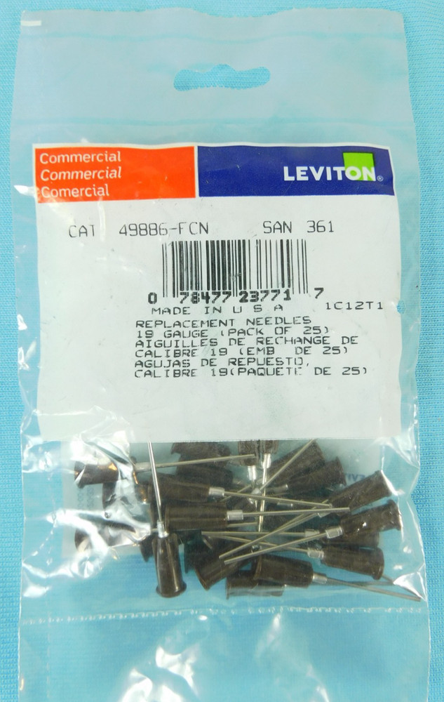 Leviton 49886-FCN Replacement Epoxy Syringe Needles, 25-Pack