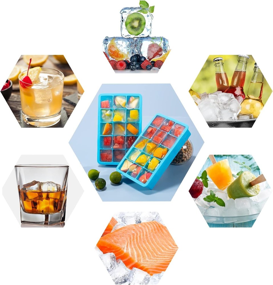 Versatile 2 Pack Square Ice Cube Trays – Reusable, BPA Free & Easy to Release