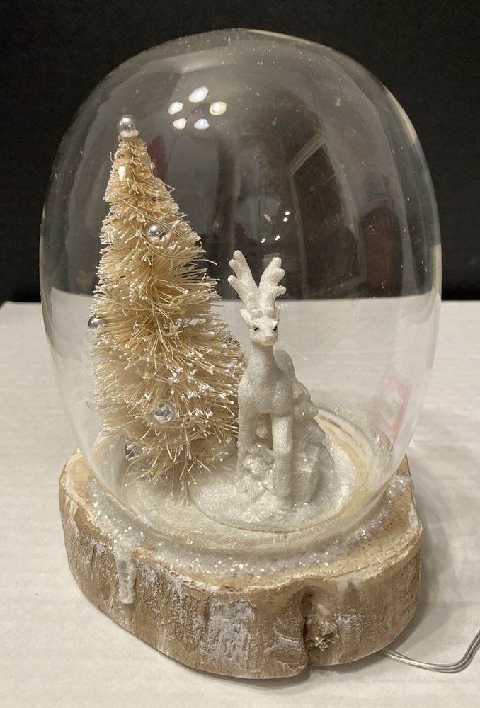Macy’s Christmas Reindeer Snow Tree Lighted Globe Lantern Glittery 2016