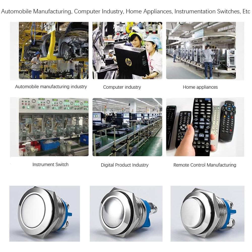 6Pcs Push Button Switch- Metal Waterproof and Rustproof Toggle 6PCS, Silver