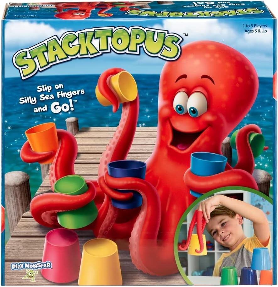PlayMonster Stacktopus Kids' Game Use Silly Sea Octopus Fingers to Stack Cups