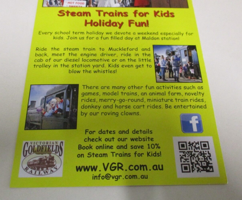 Victorian Goldfields Railway - Train Brochure & Leaflets - Castlemaine & Maldon