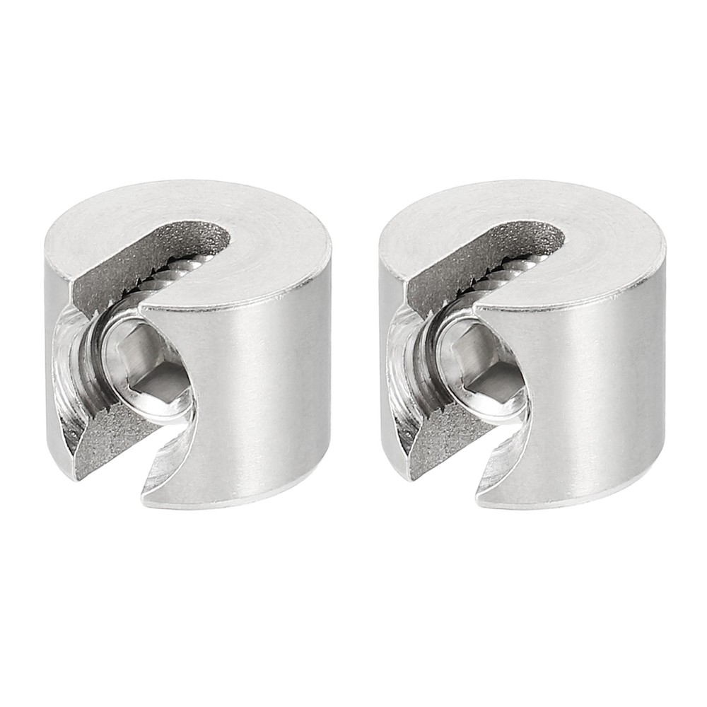 2 Pcs Wire Rope Fixing Clips, 4mm Single Hole Lock Cable Clamp Clip, Silver