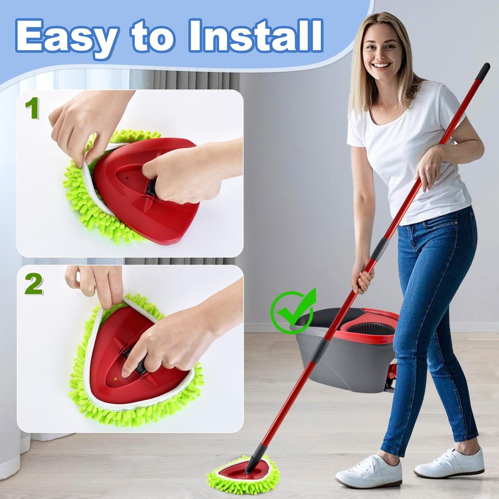 Chenille Mop Refills 6 Pack, Deep Cleaning, Fits Spin Mop, Green