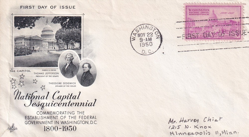 STAMP US SCOTT 992 "US Capitol" 3 CENT 1950 FDC - A