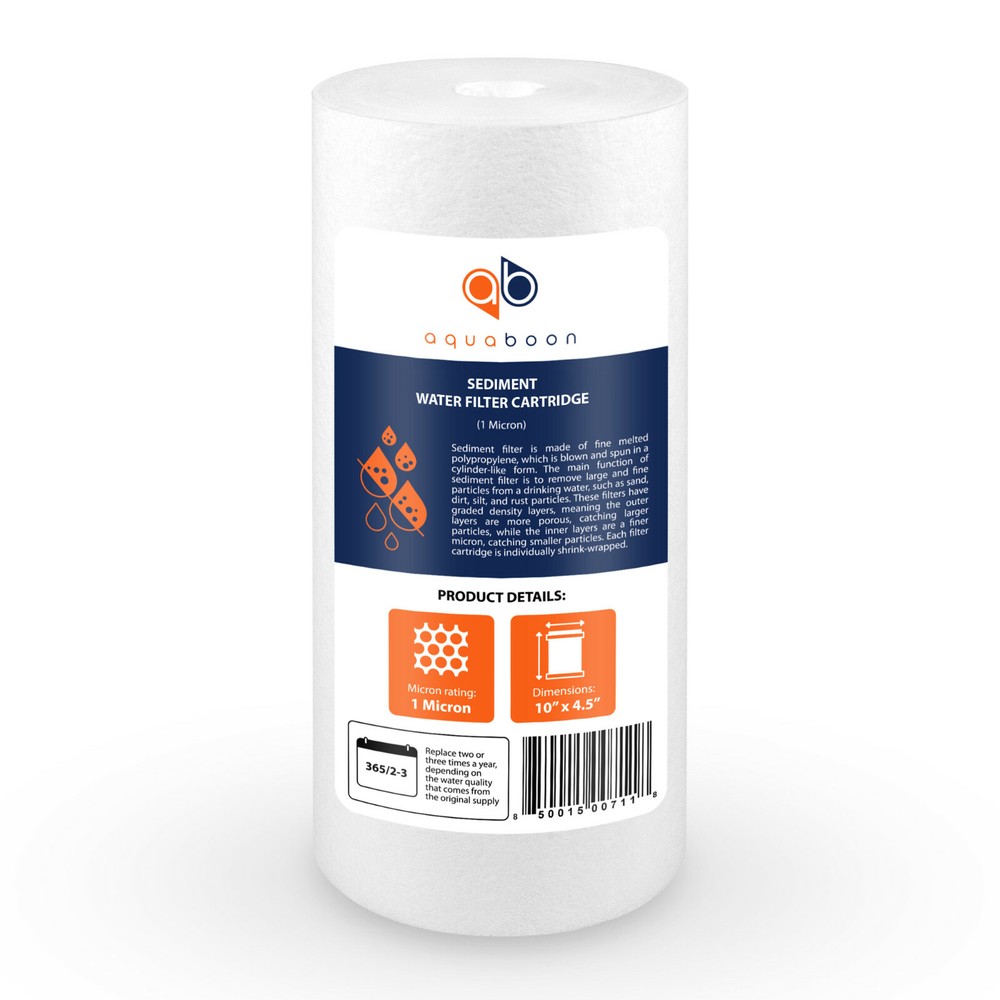 2-PACK of Aquaboon Sediment Water Filter Whole House Big Blue 1 Micron 10"x4.5"