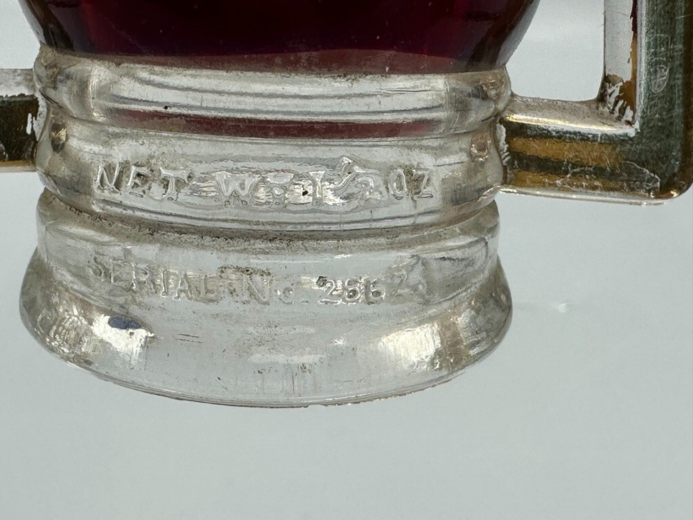1909 WEST Bros BARN LANTERN Ruby Flash Glass CANDY CONTAINER Antique A&E 427