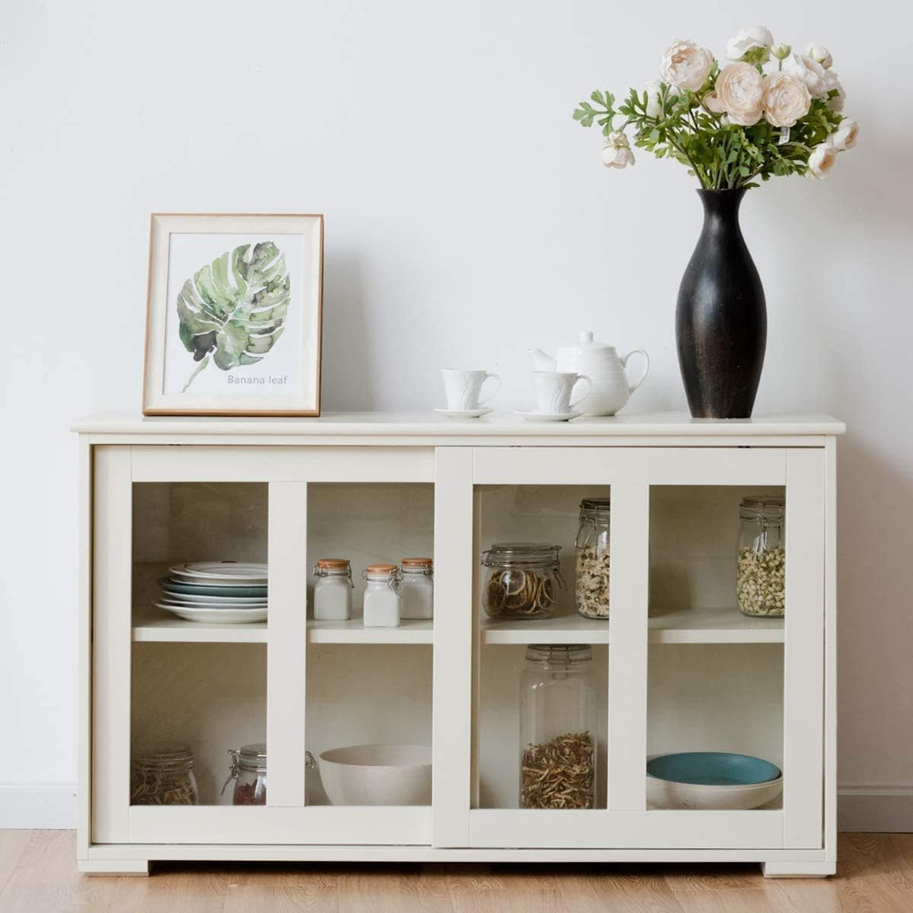 Kitchen Storage Cabinet Sideboard, Stackable Buffet W/Height-Adjustable Shelf &