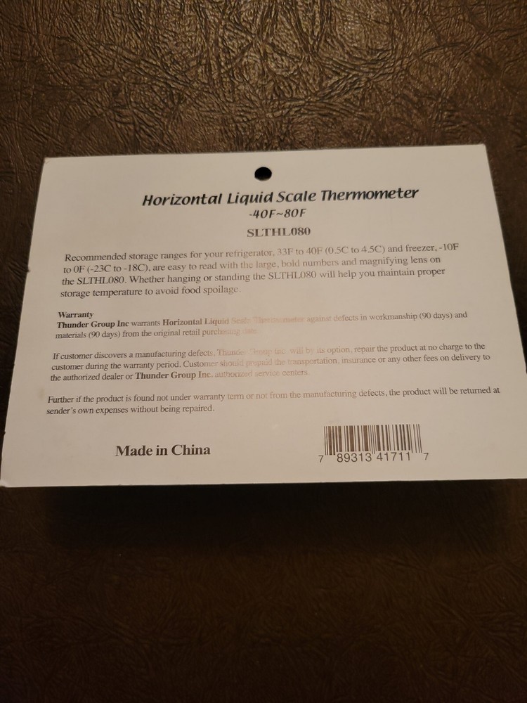 Thunder Group SLTHL080, Horizontal Liquid Scale Thermometer