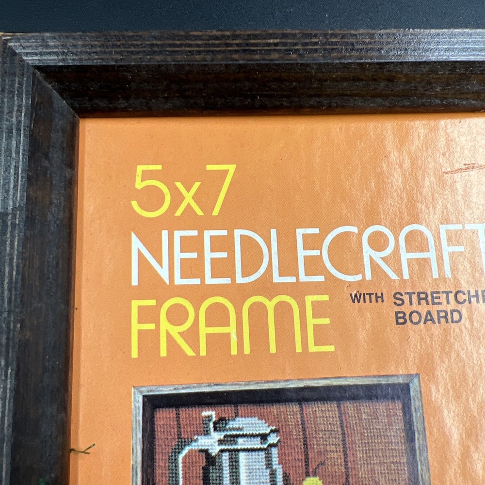 Vintage 5x7 Needlecraft Frame Only Walnut Finish Solid Oak #203-57