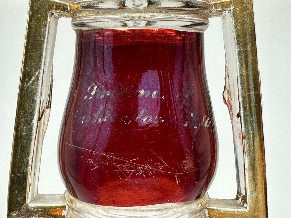 1909 WEST Bros BARN LANTERN Ruby Flash Glass CANDY CONTAINER Antique A&E 427