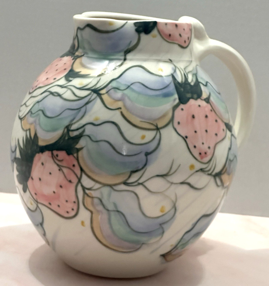 Pitcher Hand Painted with Strawberry’s Decor MCM Pitcher Unbranded