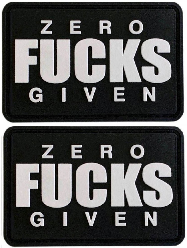Zero Fcks Given PVC RUBBER PATCH || 2PC PVC RUBBER HOOK  3"x2"