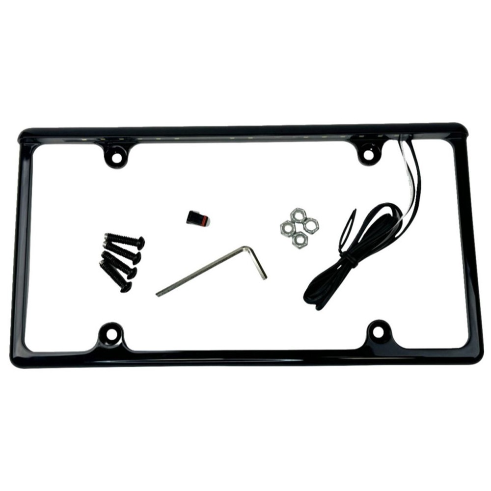 Custom Dynamics License Plate Frame - LED - Gloss Black LPF-AUTO-B