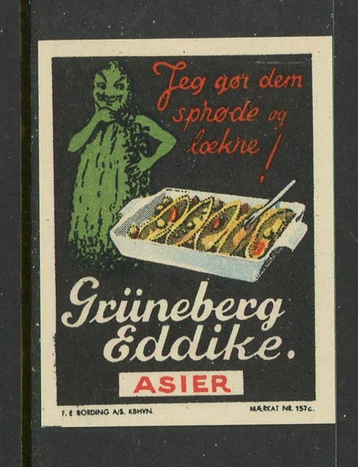 I Make Them Bald and Curly Danish Match Box Label