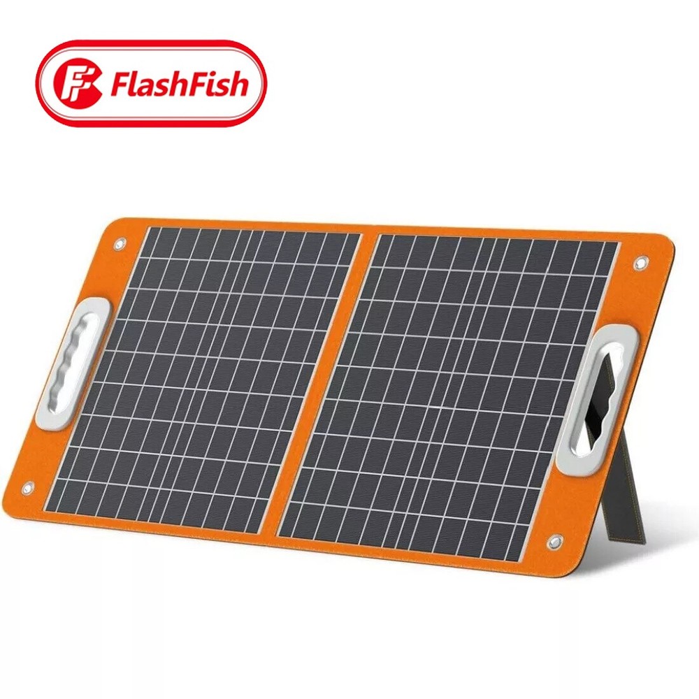 FLASHFISH Foldable Solar Panel 60W 18V with QC3.0 USB Type-C DC Output For camp