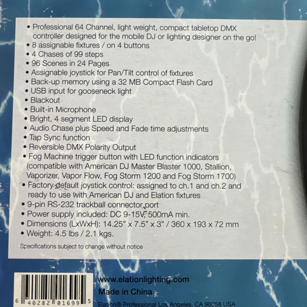 Elation Professional DMX Programmer 64-Channel Tabletop Lighting Controller