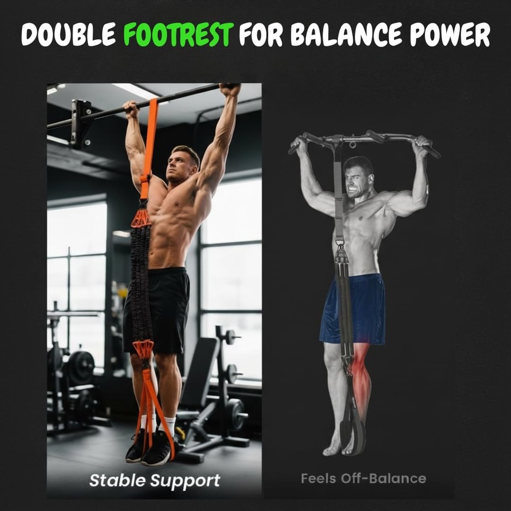 Adjustable Pull Up Assistance Bands with Foot and Knee Support, Heavy Duty Re...