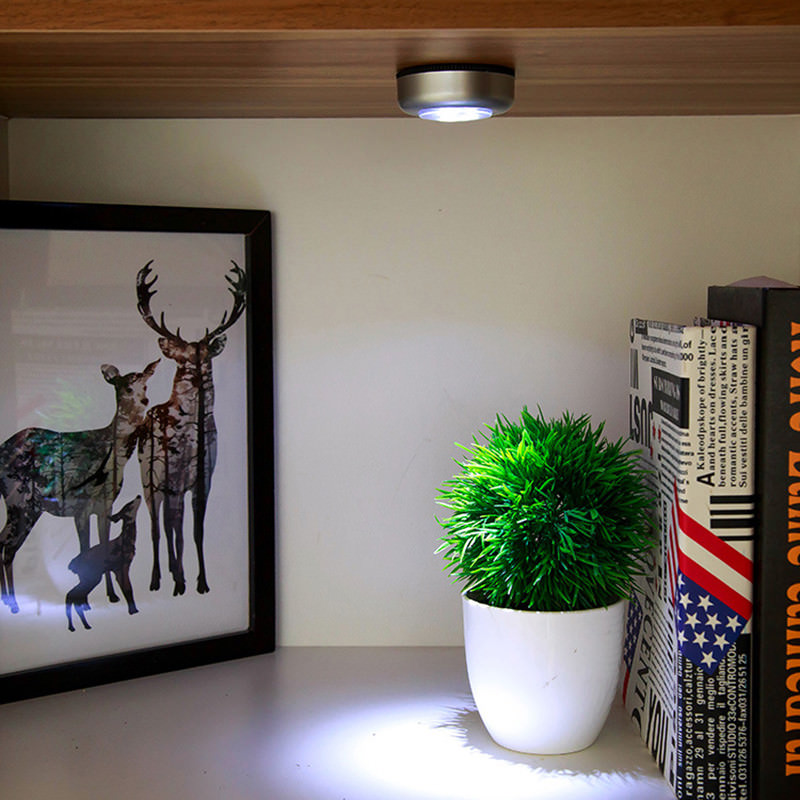 2 PACK 3 LED Touch Push On/Off Light Self-Stick On Click Battery Operated Lights