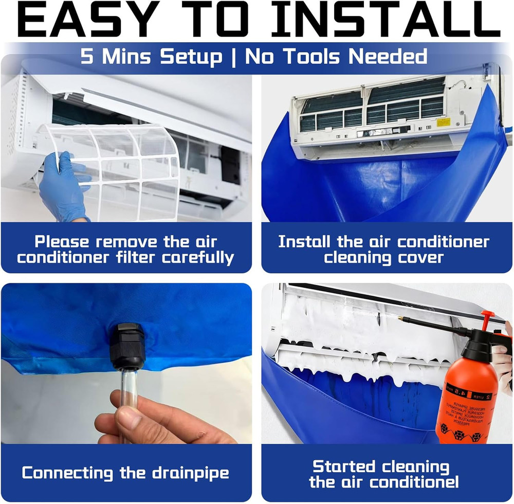 Mini Split AC Cleaning Kit - 13-Piece Tool Set for Ductless Systems