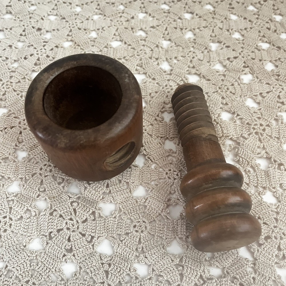 Vintage Nutcracker Wooden Primitive Corkscrew Walnut