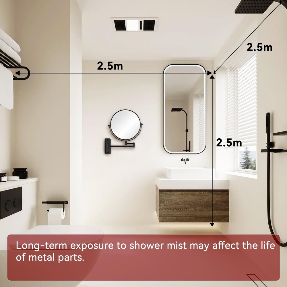 8” Wall Mount Makeup Mirror with 20X Strong Magnification, Double Sided Shavi...