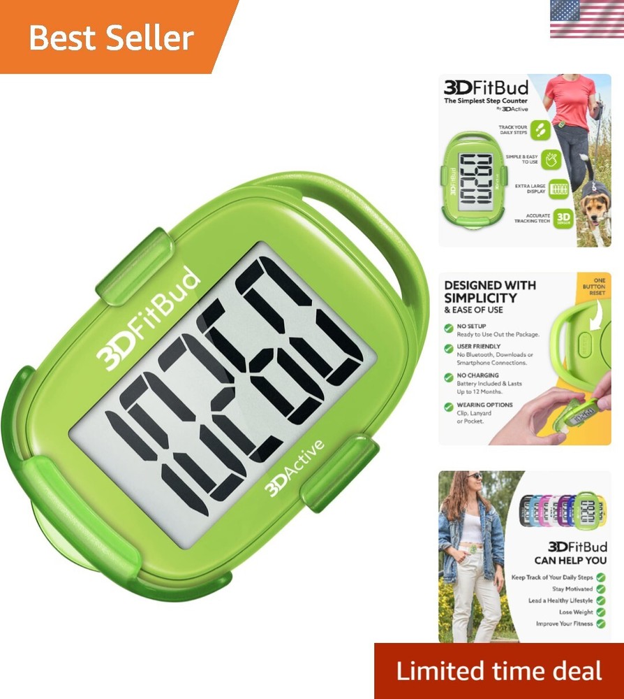 3D Tri-Axis Sensor Pedometer - Effortless Step Counting with Clip & Lanyard
