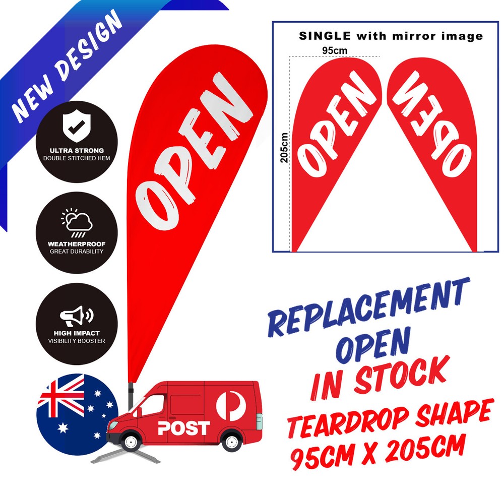 Open Teardrop Flag / Replacement Banner / Open Sign