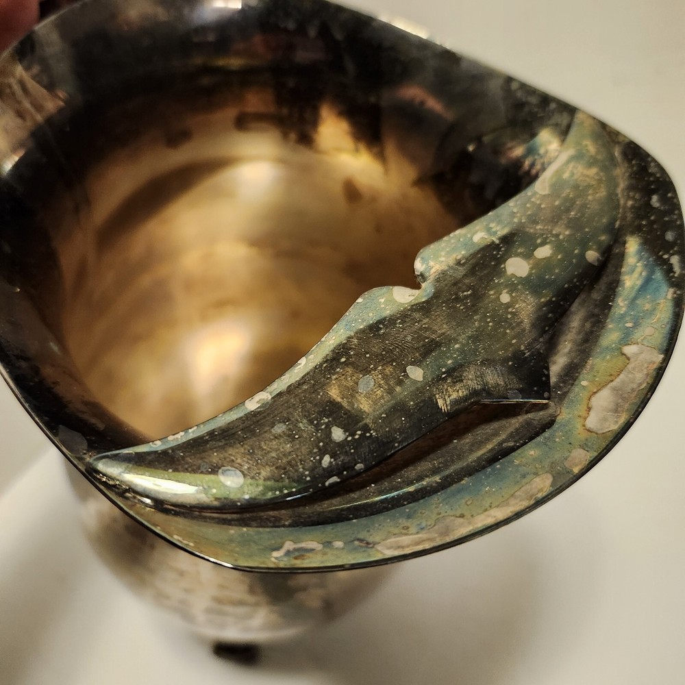 Vintage Silver Plated Copper Pitcher W/ice Guard