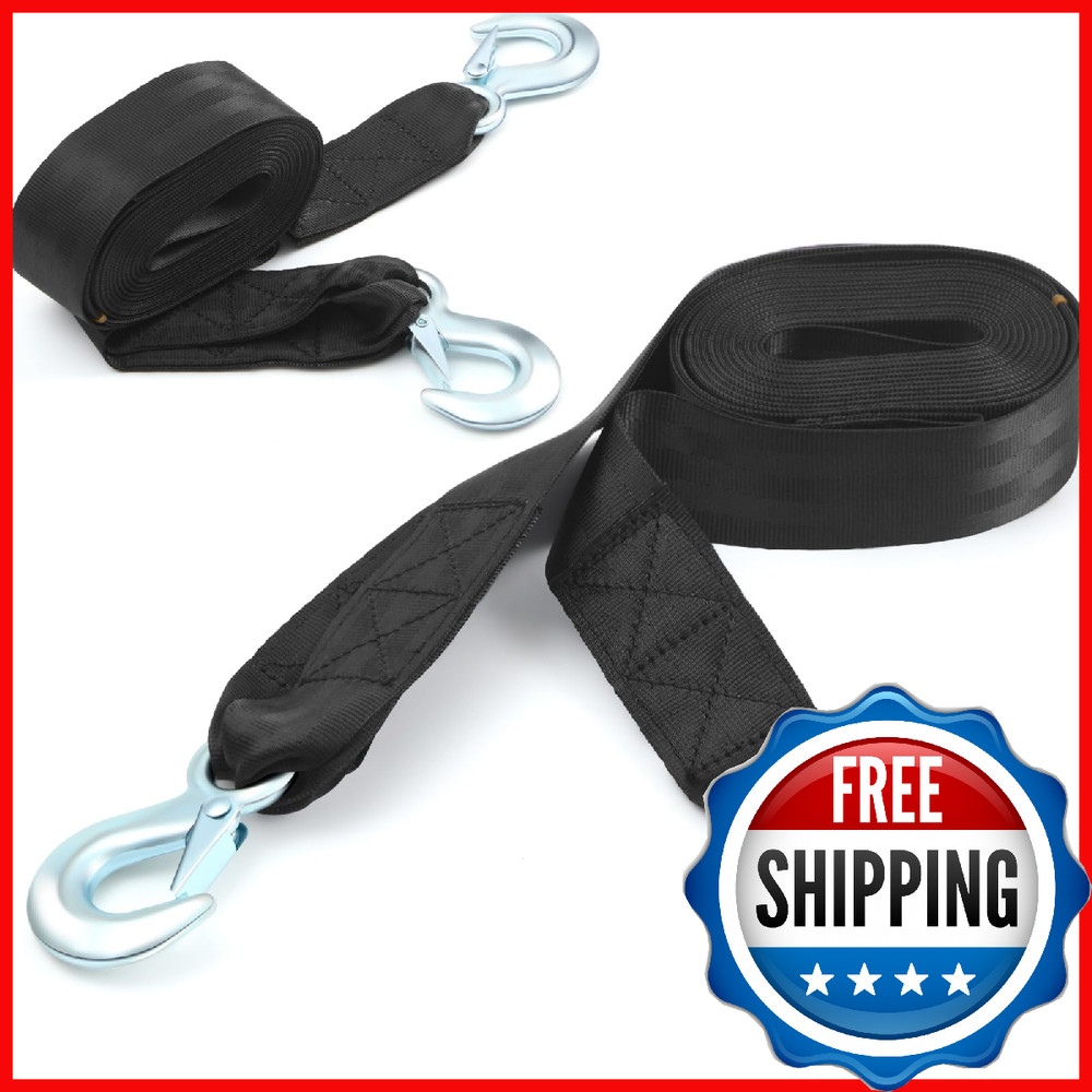 Bememo 2 Pack 2"x20' Boat Trailer Winch Strap w/ Double Hook 9642019