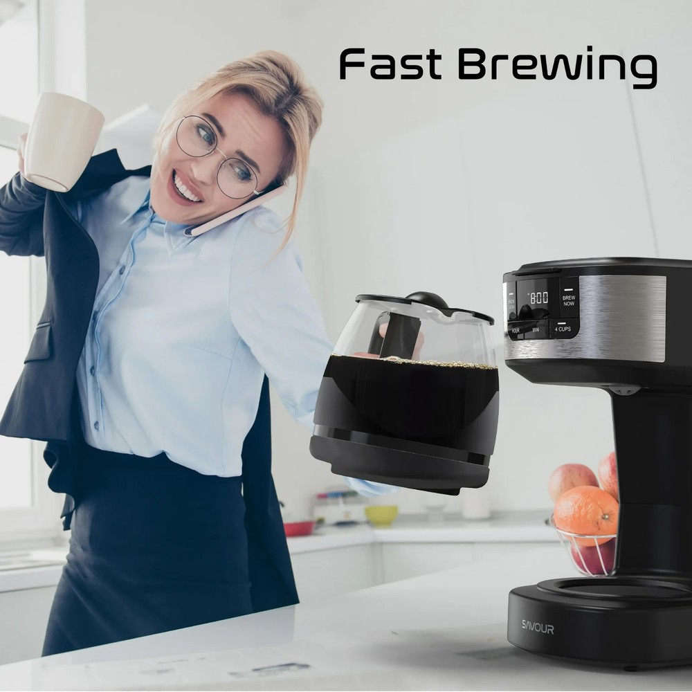 12-Cup Programmable Coffee Maker Ac-Powered Brewing Machine, Black