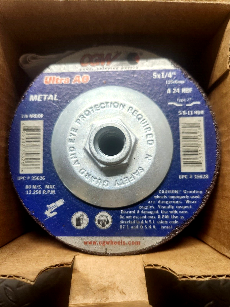 5" Hard Grinding wheels 10 per box 5" x 1/4" x 5/8"-11 thread